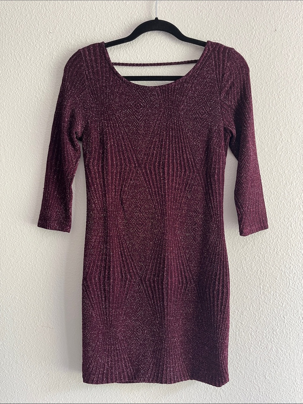 Trixxi Sparkle Plum Knit Mini Dress with Strap Back